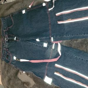 RARE EARLY 2000s MACGIRL RAVER/BONDAGE STRAP JEANS, SIZE 7, JEANS